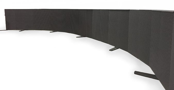 LED cabinet systems configured in a bend